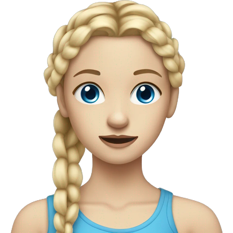 blonde teenager hair in braids blue eyes doing make up emoji