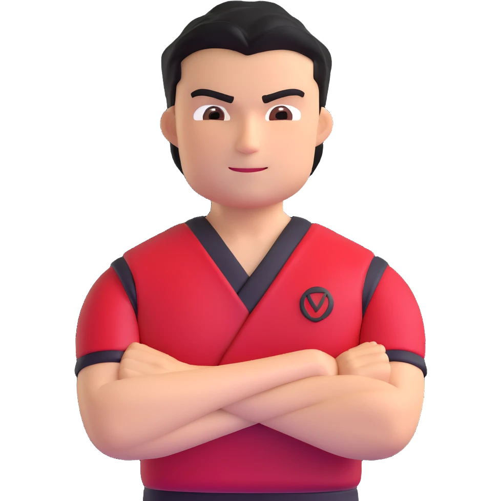 Cid Kagenou, the main character from "The Eminence in Shadow", with his signature black and red outfit, smirking with his arms crossed. emoji