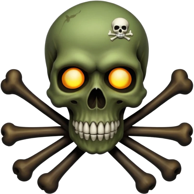 a poisonous cloud of gas, dark swamp color, with an image of a skull and two crossed bones behind the skull emoji