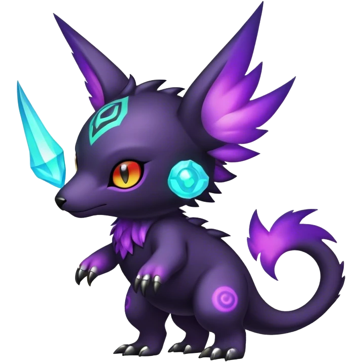 Cute cool colorful dark nebula fantasy-Fakemon-Digimon-animal-hybrid full body emoji