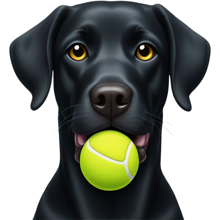 Black Labrador Retriever with tennis ball emoji