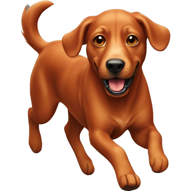 realistic solid red dog with pointed ears running emoji