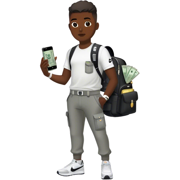 Un homme toute en Nike avec les poches est la sacoche rempli d’argent dans un brabus  emoji