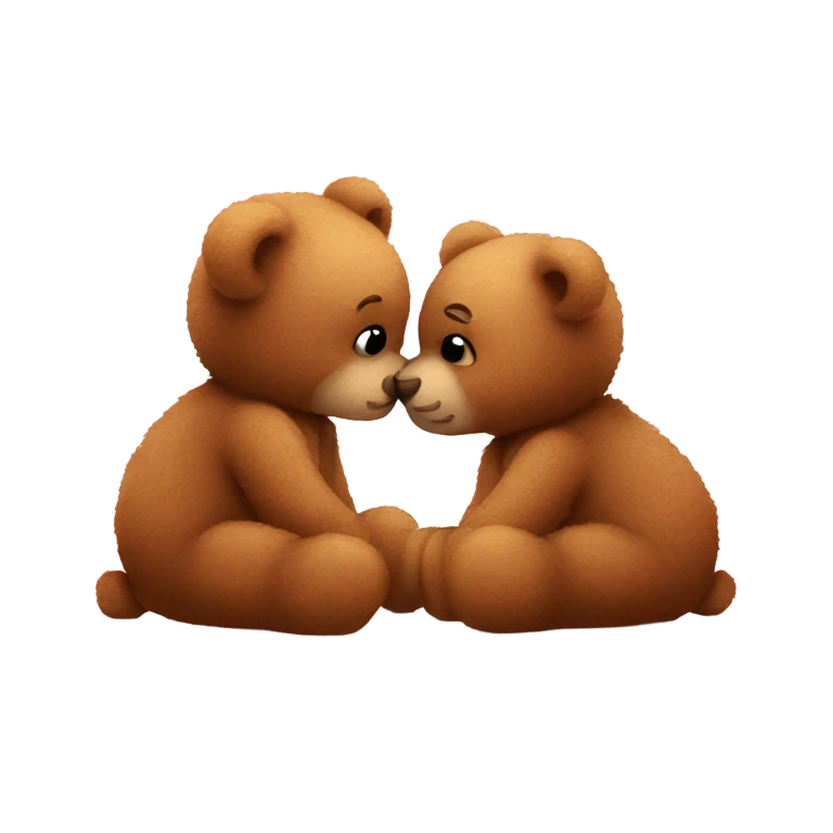 Cute fluffy teddy bears kissing  emoji