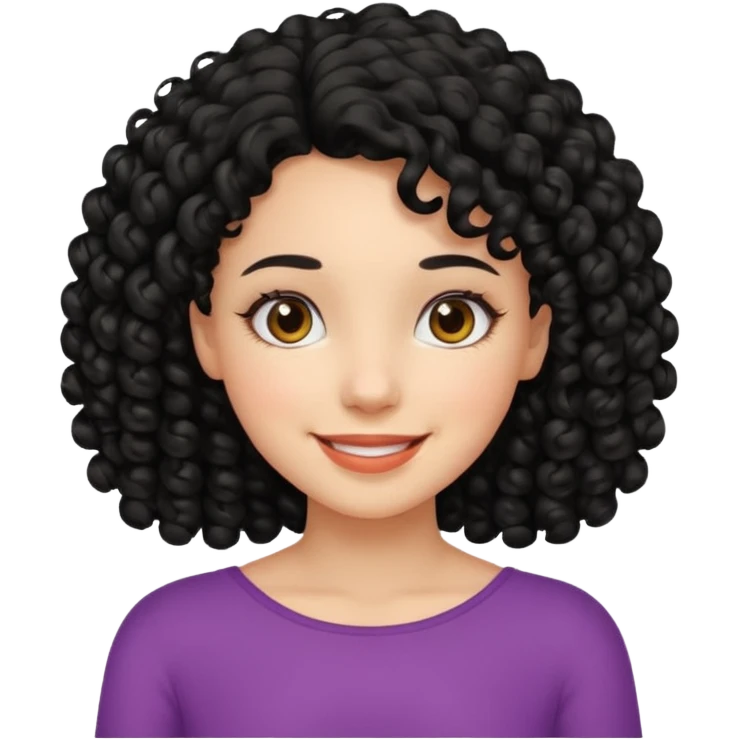Menina de cabelo cacheado preto e abaixo do ombro  emoji