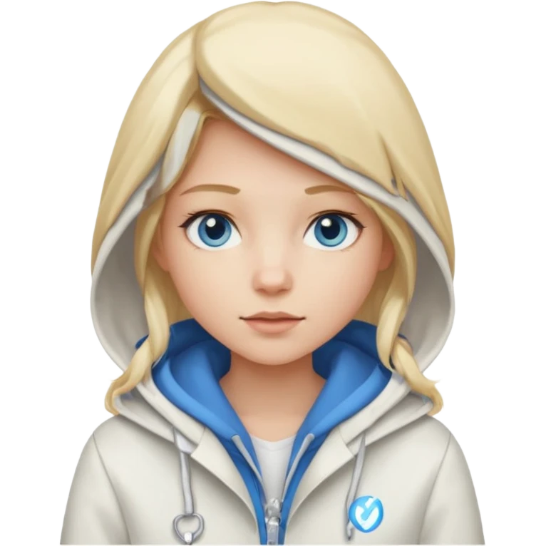Girl, White Coat with Hoodie  emoji