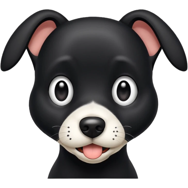 Thin Black dog cur amazement white snout white chest emoji