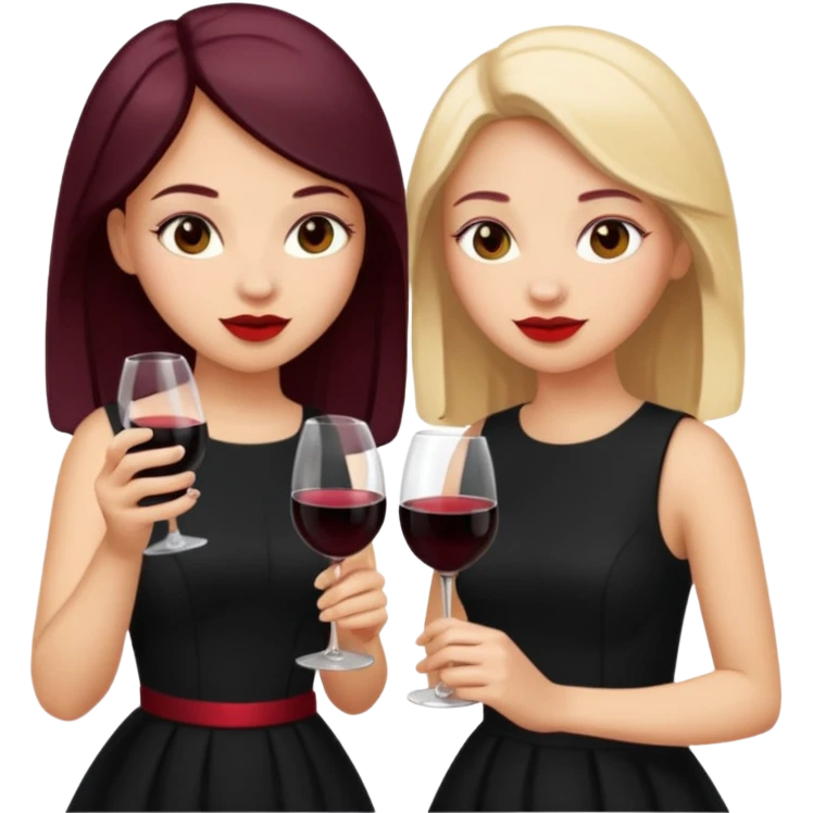 2 girls in black drinking wine emoji