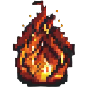 A minimalistic 32x32 pixel icon of a fire. emoji