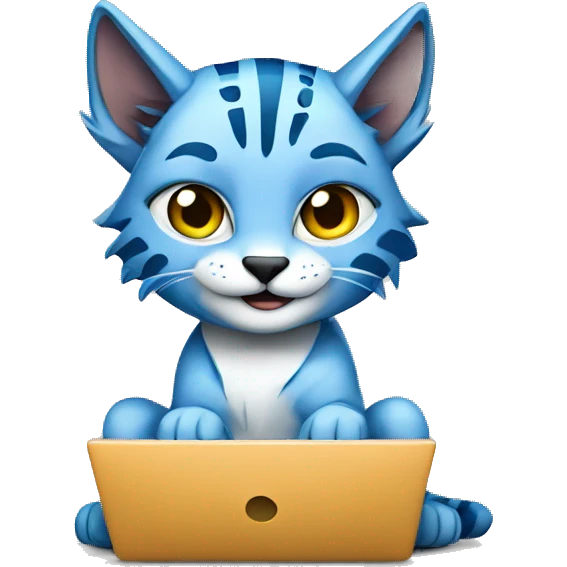 A blue lynx with a laptop emoji