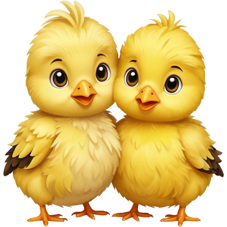 Two baby chicks hugging emoji