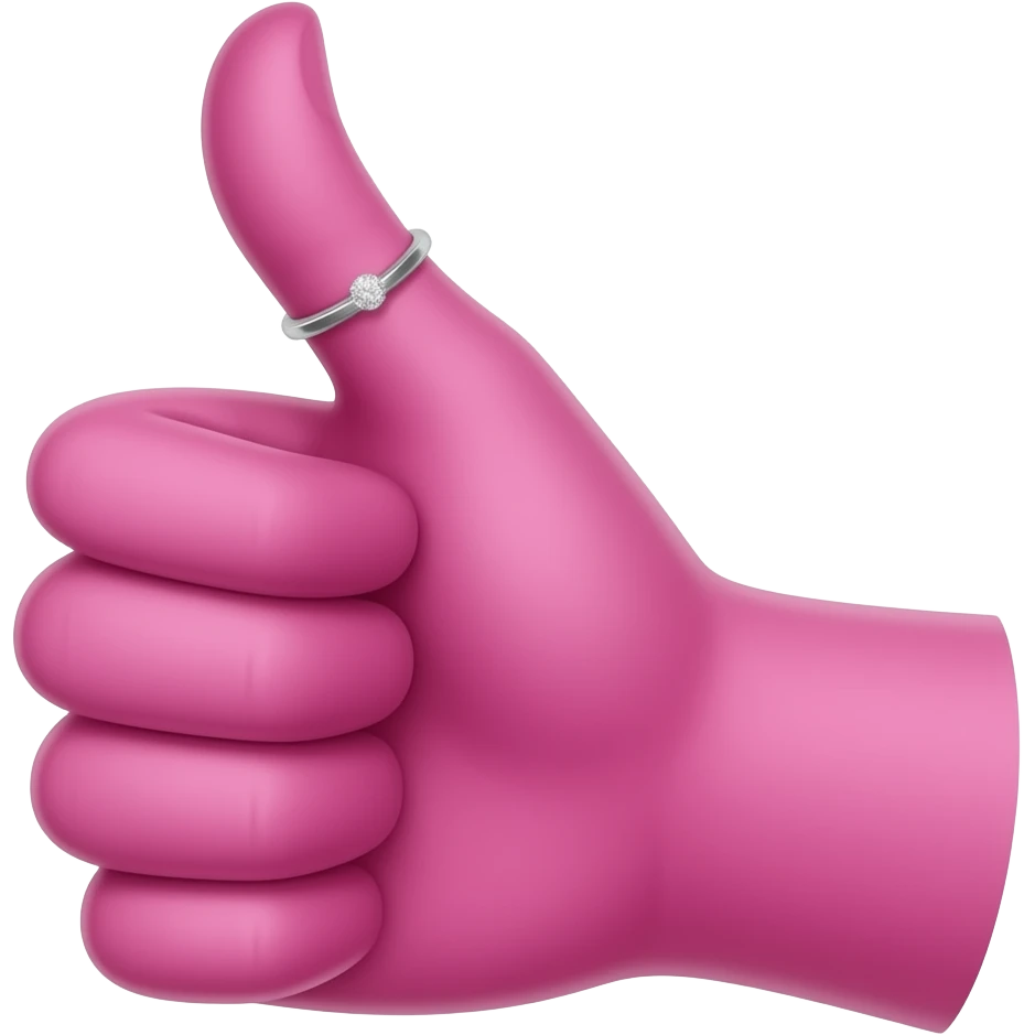 ladies fuscia hand with diamond ring on ring finger giving thumbs up emoji
