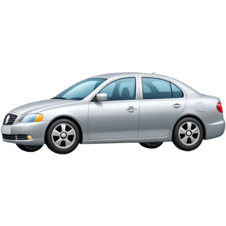 Create a realistic modern sedan on a road with reflections & shadows. emoji