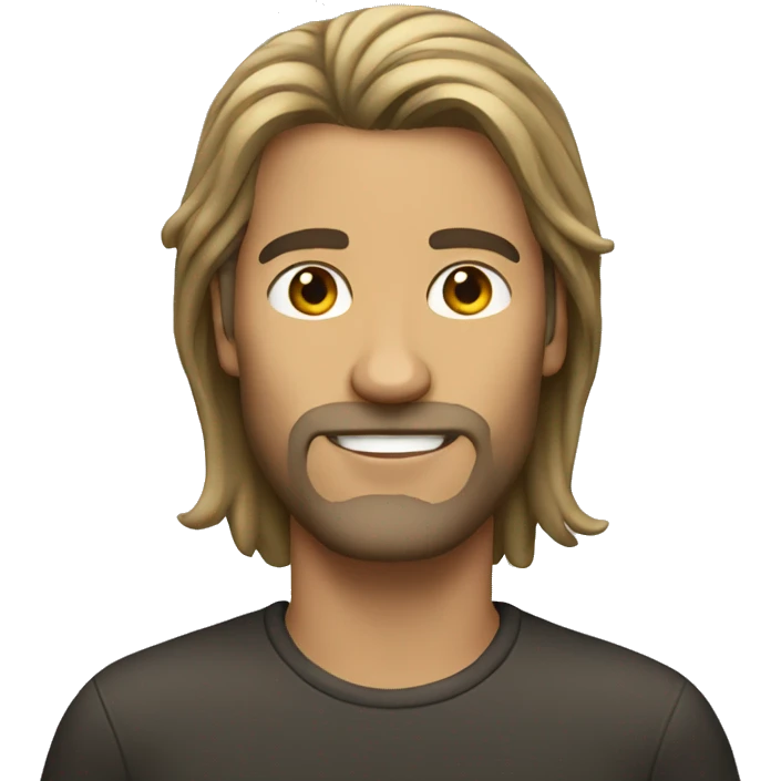 man with mid-long and brohair emoji