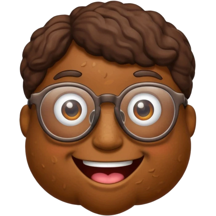 A poop with glasses emoji