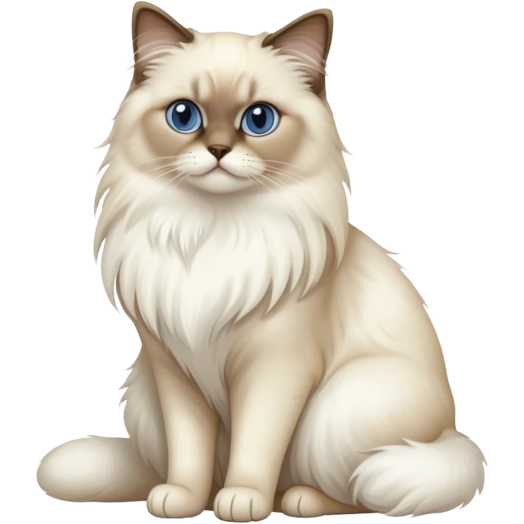 Full body birman cat long fur white color emoji