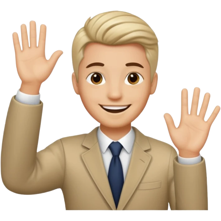 generate a emoji of man saying hii with normal skintone with some nice hair style emoji
