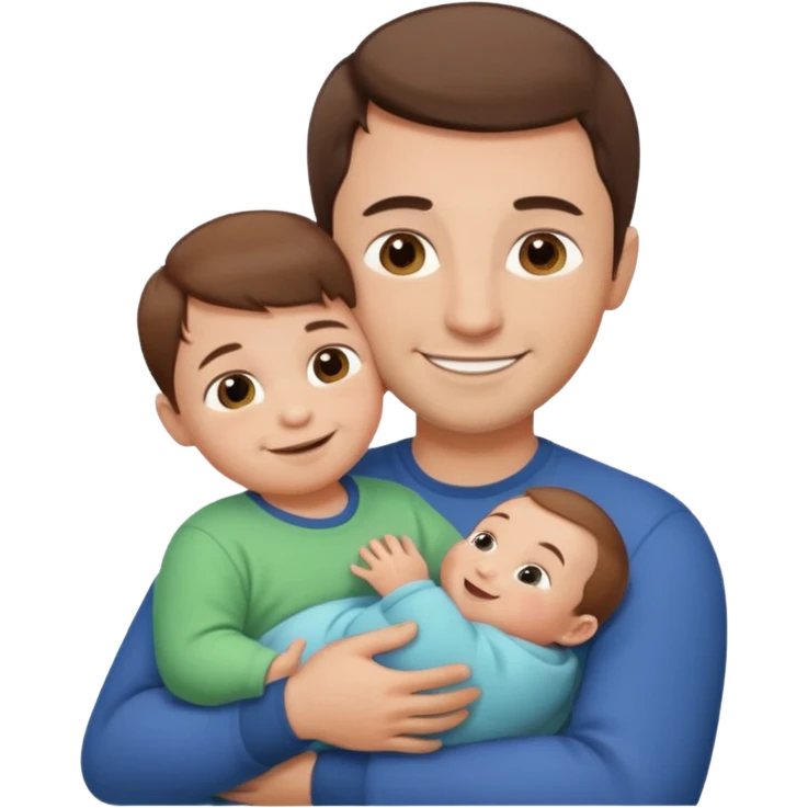 "Man with short brown hair and fair skin, without a mustache, hugging a baby—just a baby—smiling."
 emoji