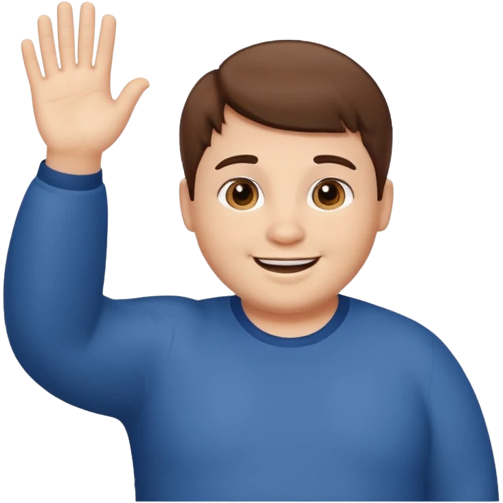 make a short brown hair guy who is chubby we can only see his head and he is waving emoji