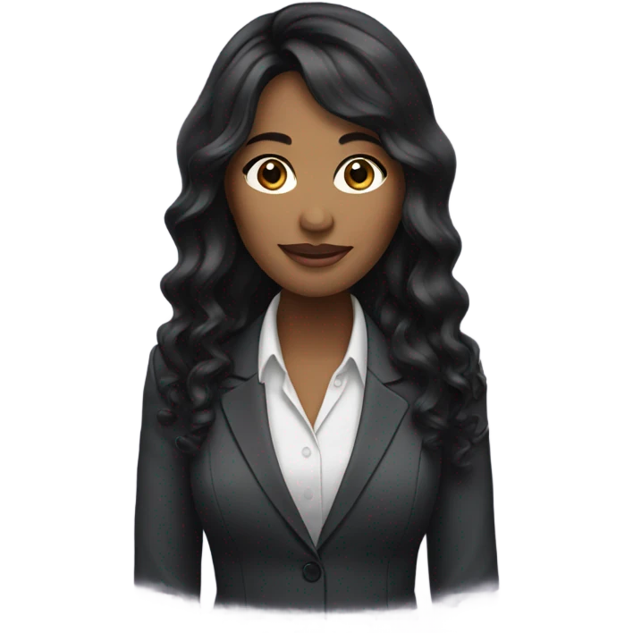 business woman long wavy black hair emoji