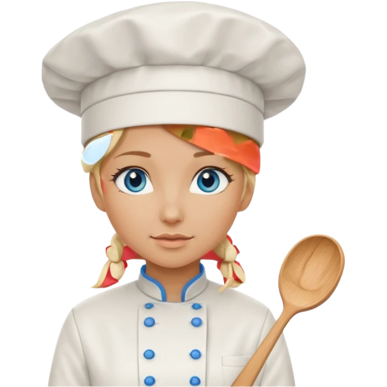 Blonde blue eyed female chef emoji