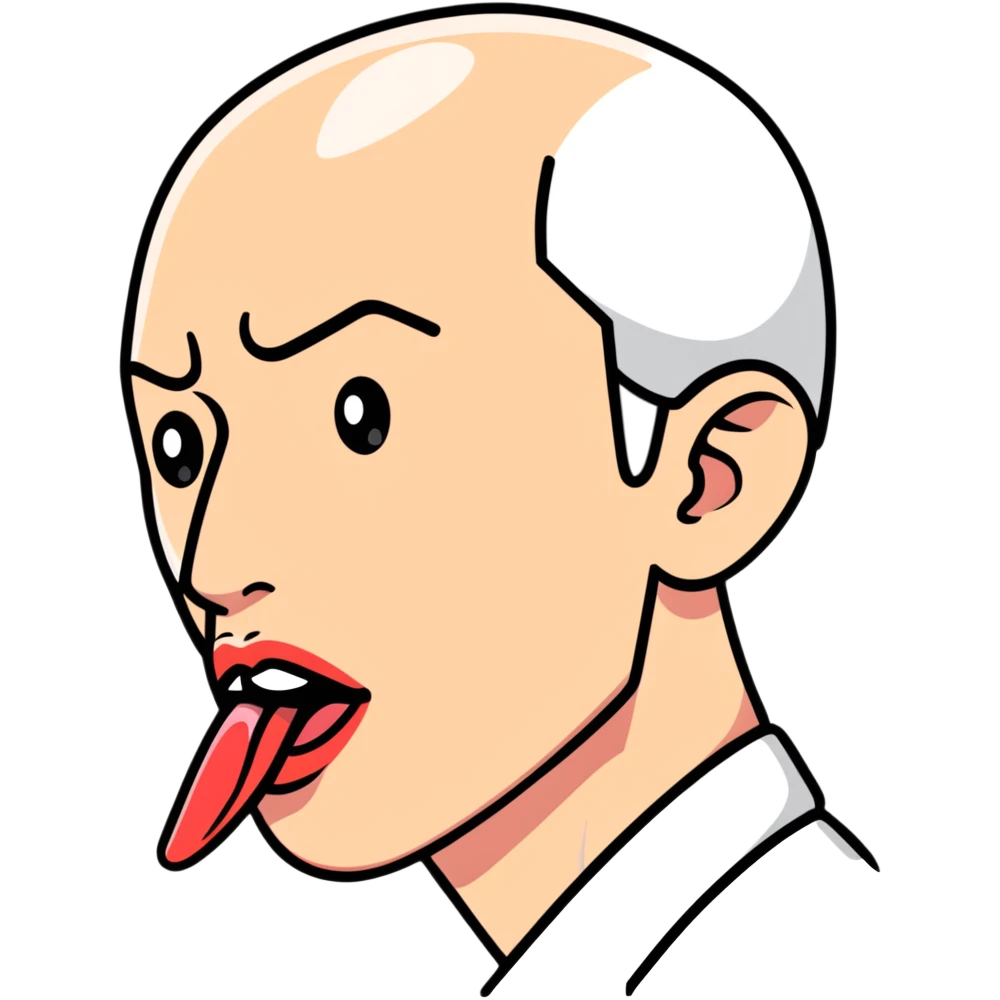 profile view of a man sticking his tongue out emoji