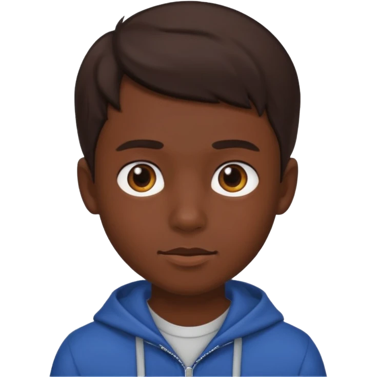 A brunette boy with dark skin color emoji