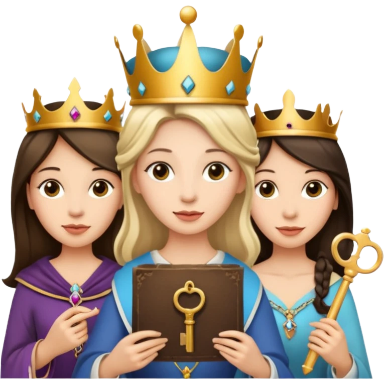 Three womenone with a key, one  emoji