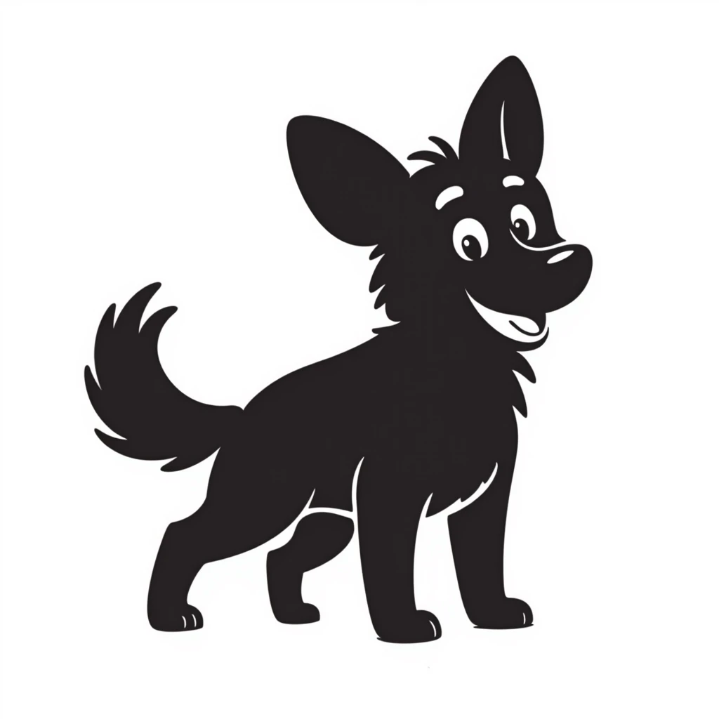 Cute black and white shepherd dog with playful pose emoji