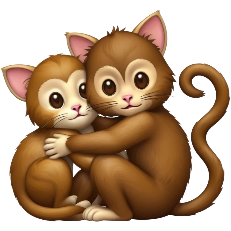 Cat hugging monkey emoji