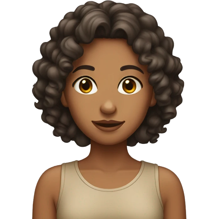 tan girl with curly dark hair emoji