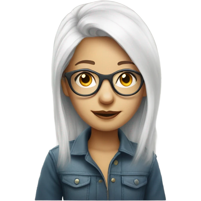 white haired girl with glasses portrait emoji