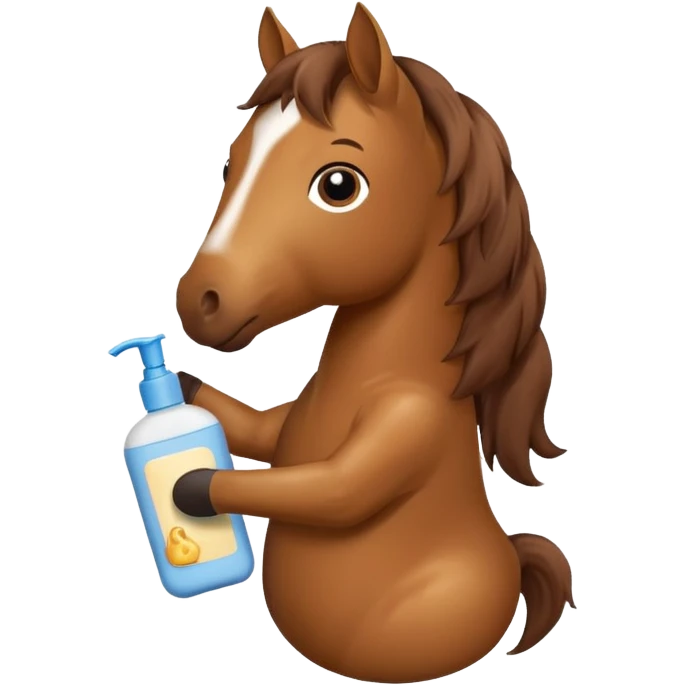 A horse holding johnson baby body lotion emoji