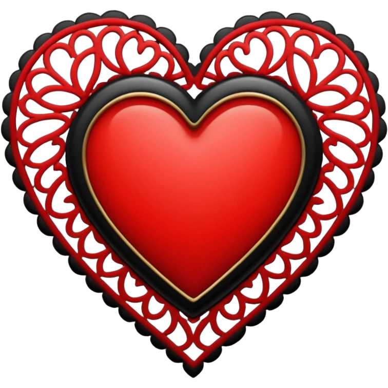 red black and white lace heart emoji
