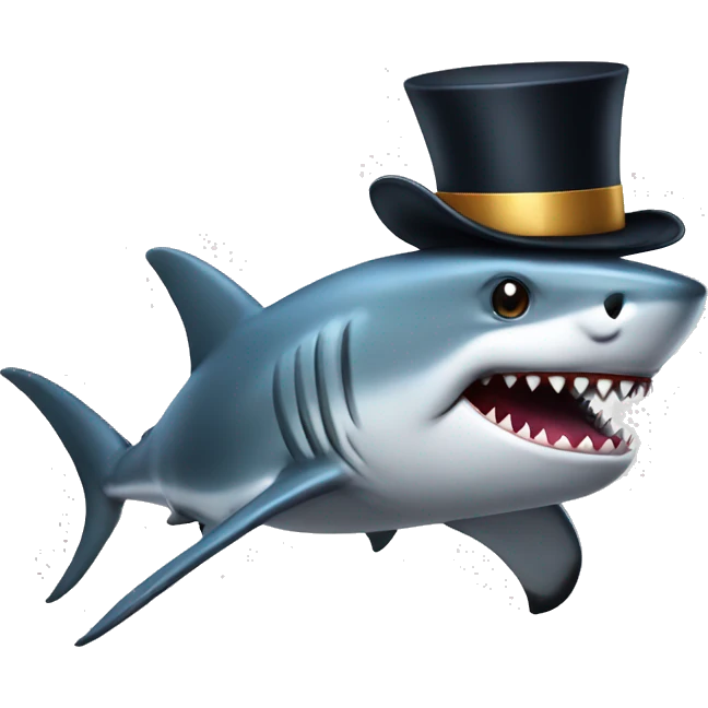 Shark with a top hat emoji