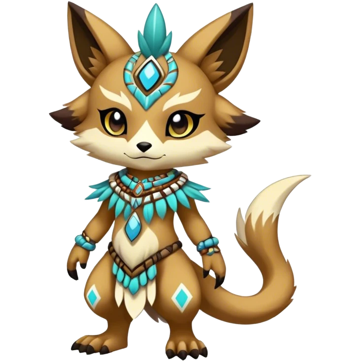 Anthro Sona Cool Edgy Cute Colorful Shy Shamanic Tribal Shiny Fakemon-Fantasy-Creature Full Body emoji