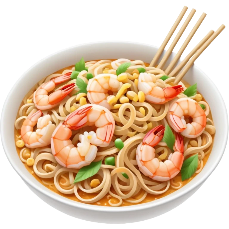 Thai pad thai noodles street food with pastel colors emoji