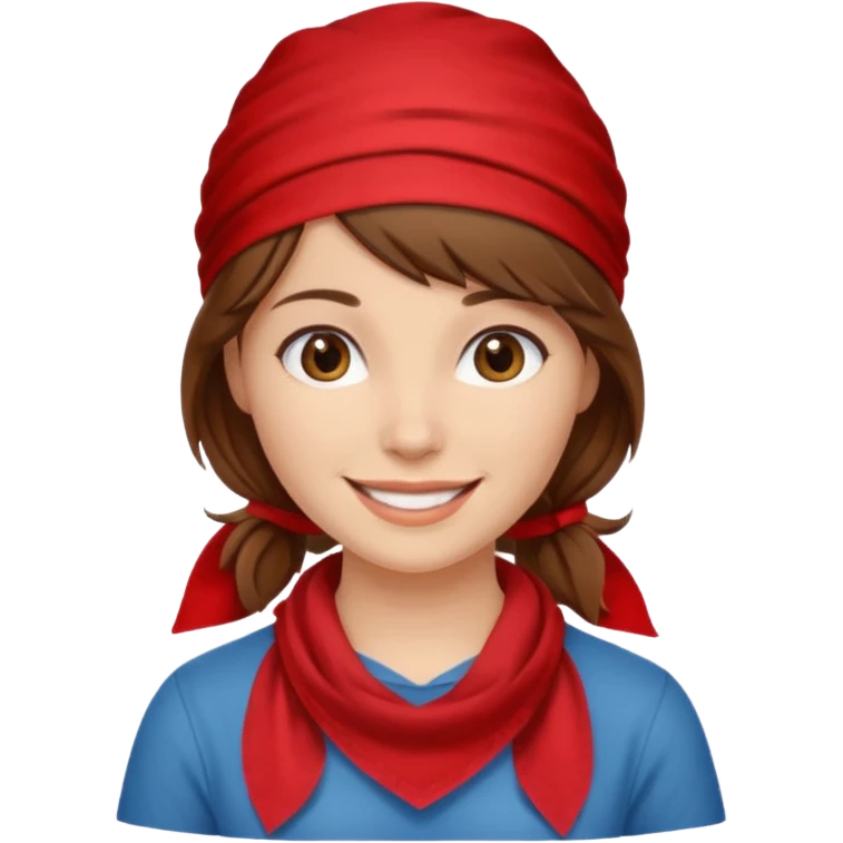 brown haired woman with wearing red bandana emoji