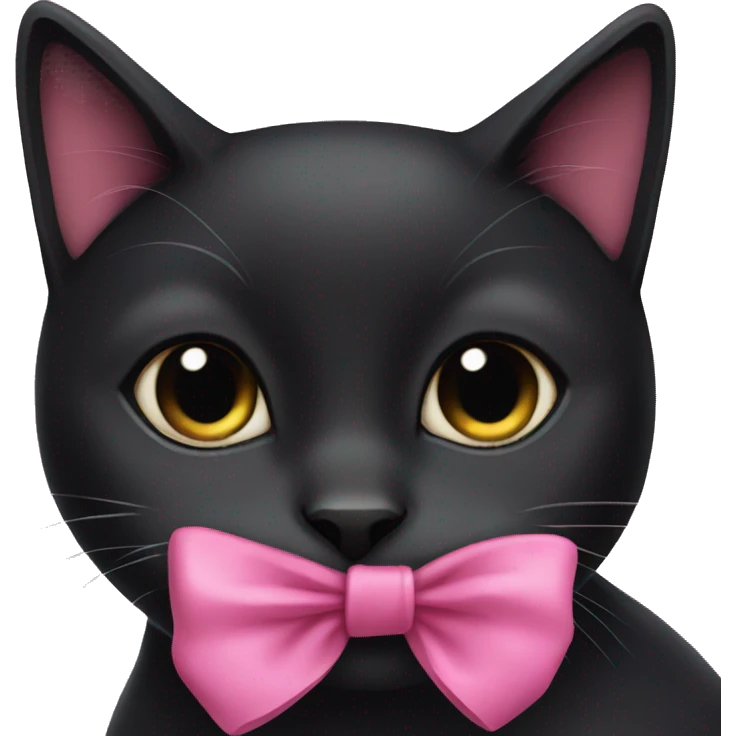 Black cat with pink bow around neck emoji