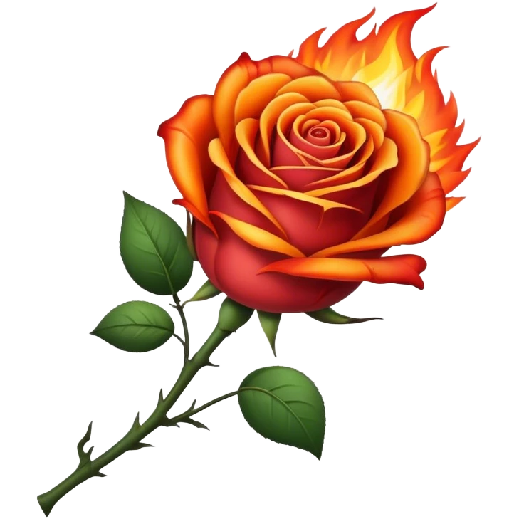 a burning rose with a heart shape emoji
