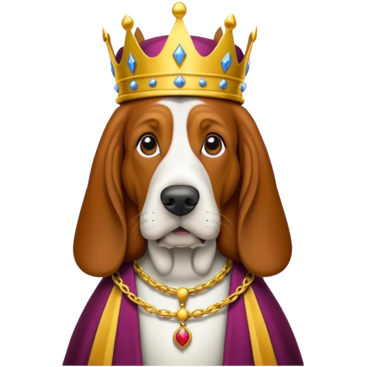 Basset Hound dressed as a king emoji