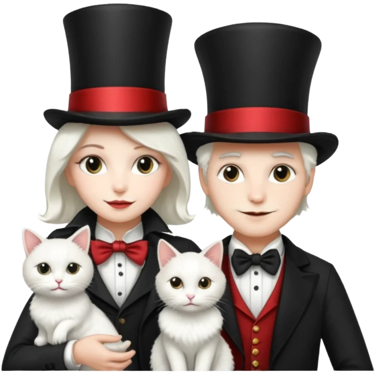 magician couple and their pet cat emoji