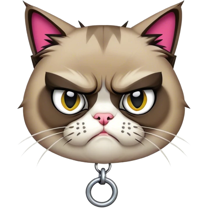 punk grumpy cat spike collar emoji