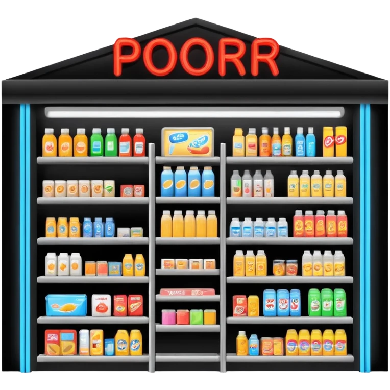Convenience store named poor store and more emoji