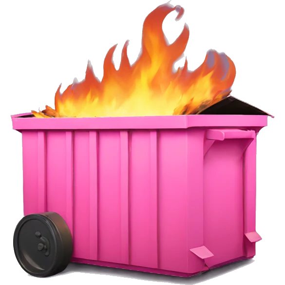 Pink Dumpster on fire emoji