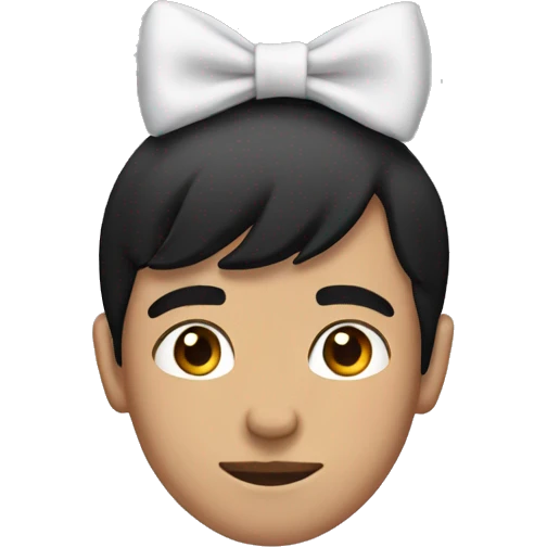 A teenager with black hair with a bow on his head emoji