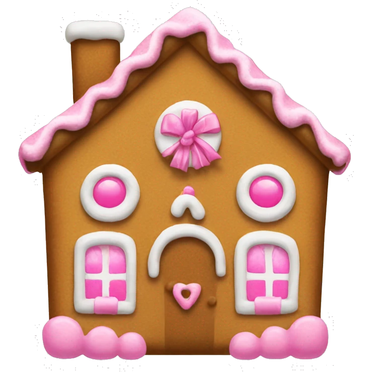Gingerbread house with a pink bow  emoji