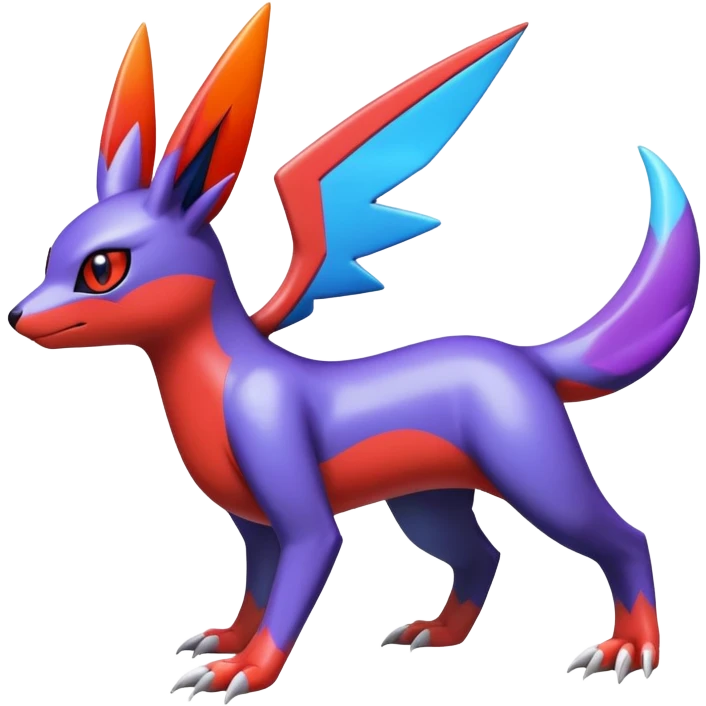 Cute Shiny Exotic Colorful Guilmon-Latias-Koraidon-Umbreon-Fakémon-hybrid-creature (full body)  emoji