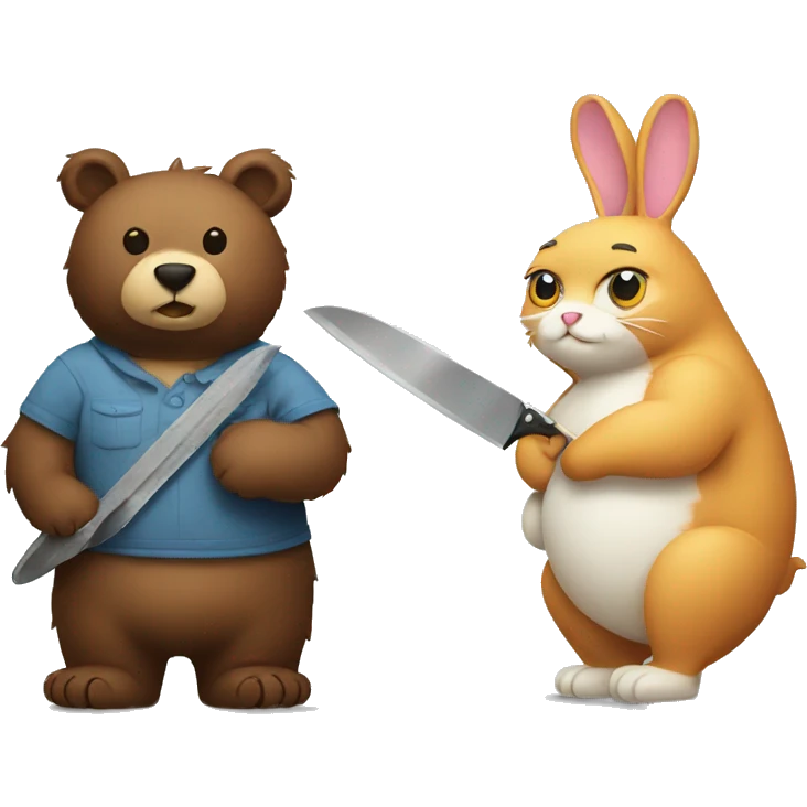 bear with knife and bunny with cat emoji