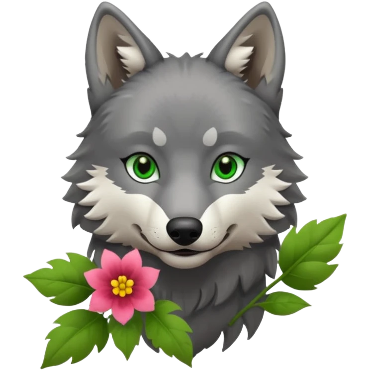 wolf holds flower emoji